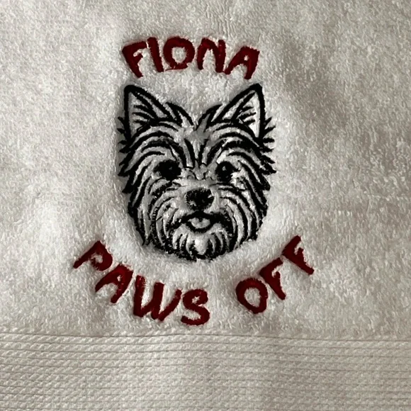 Hand Personalized Embroidered Pet Hand Towel with your Pet’s  name. Dog cat fish - Picture 10 of 17